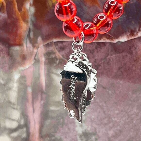 Kirks Folly Expect Miracles Angel Wing SIlver & Red Necklace - Picture 2 of 6